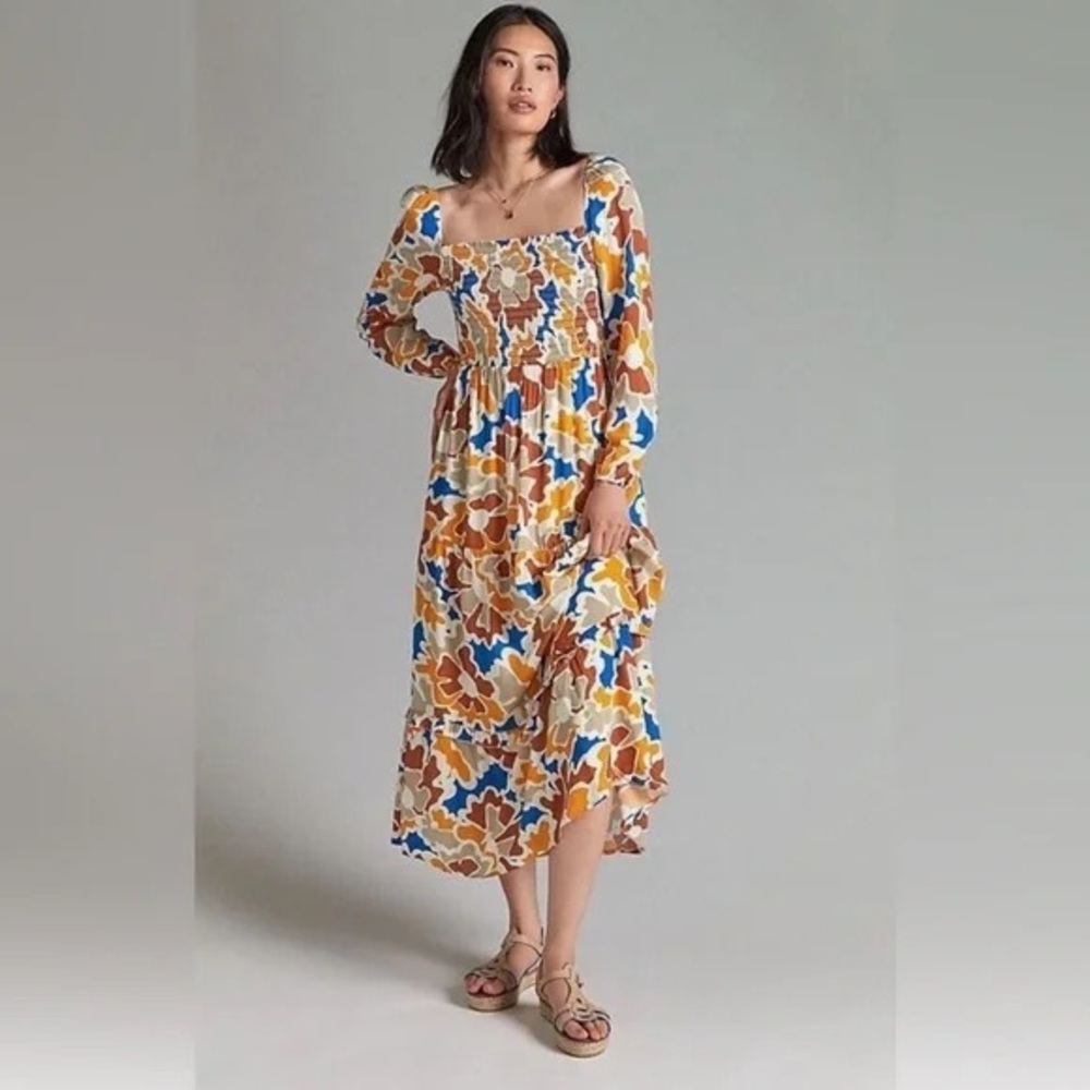 Anthropologie x Dolan Smocked Midi Dress Size M